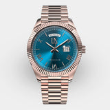 Zephyr blauw met rose goud horloge