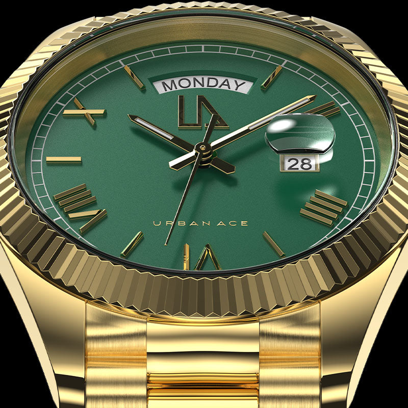 Gold green horloge