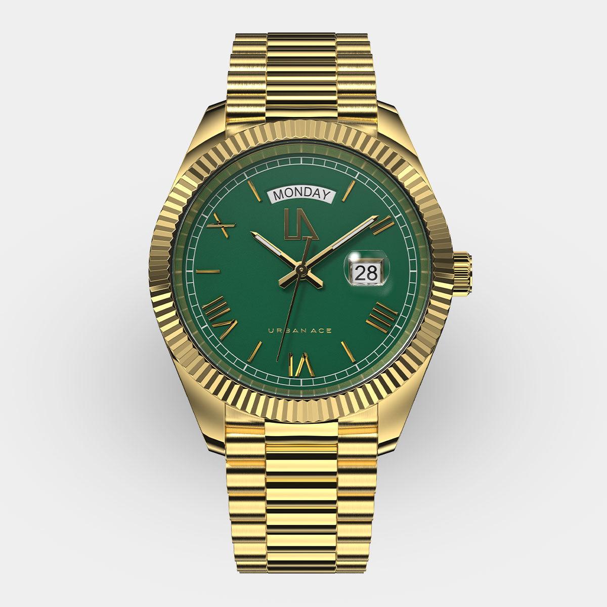 Goud groen horloge