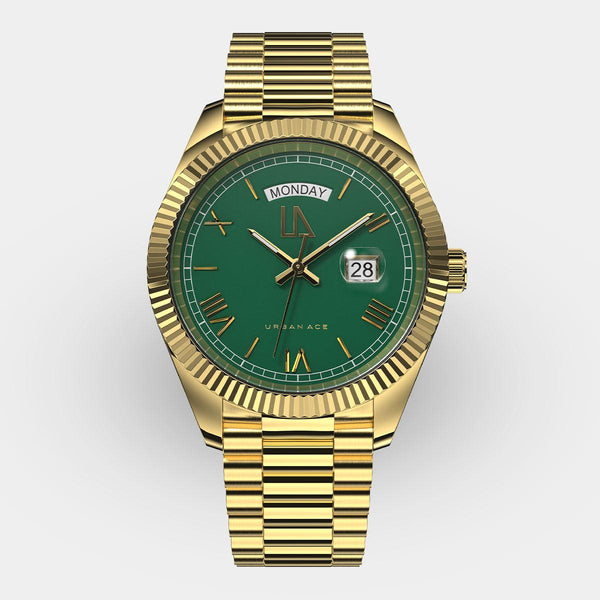 Green dial gold watch sale