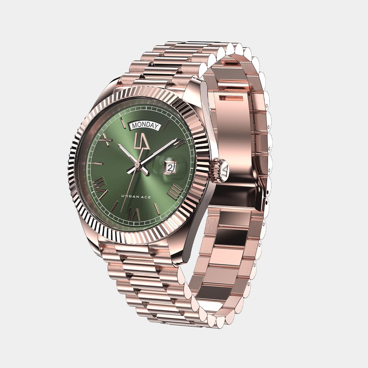 Rose goud groen horloge