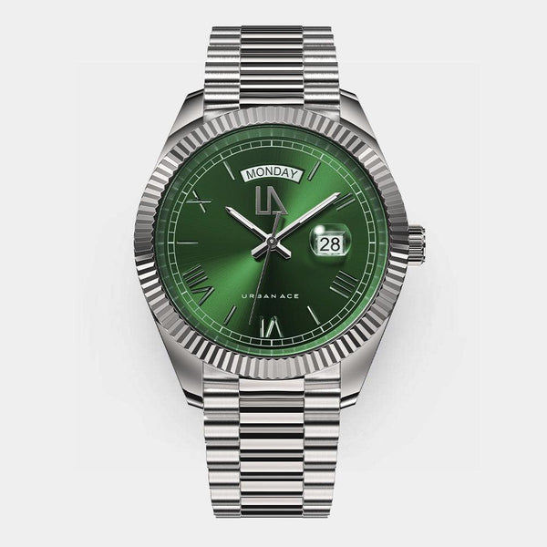 Zephyr groen met zilver horloge voor