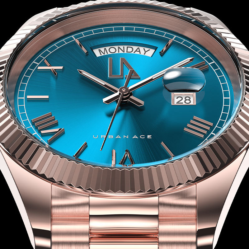 Blauwe wijzerplaat horloge