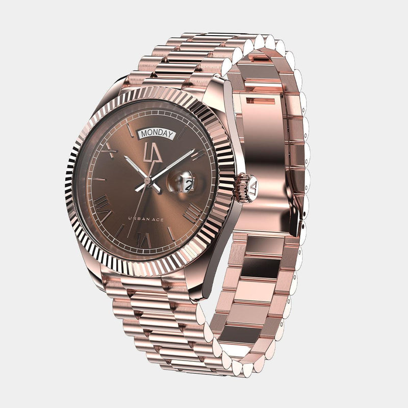 Zijkant Urban Ace horloge bruin