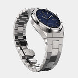 Horloge zilver met blauwe wijzerplaat