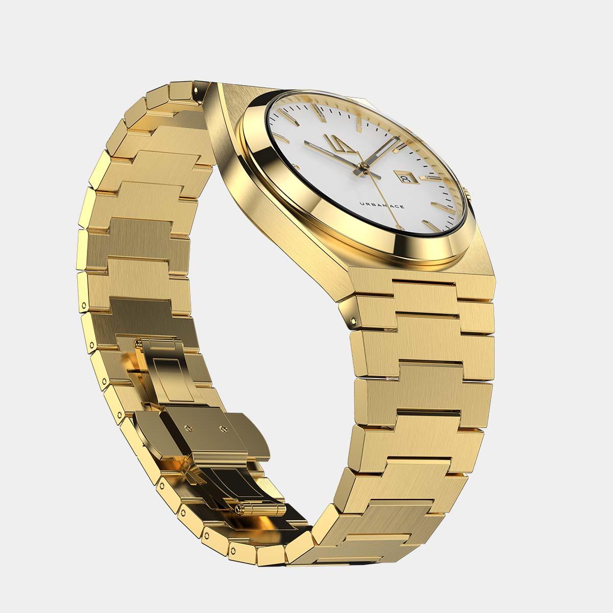 Gouden horloge witte wijzerplaat