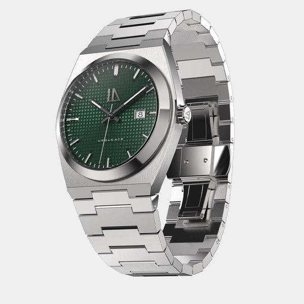 Zijkant horloge groen met zilver